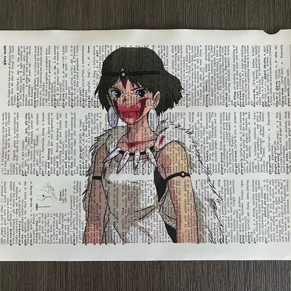 Princess Mononoke Themed Dictionary Prints - Set of 6 - Picture 2 of 5